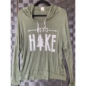 Pink Foot Shirt Womens Large Green Pullover Let's Hike Lightweight